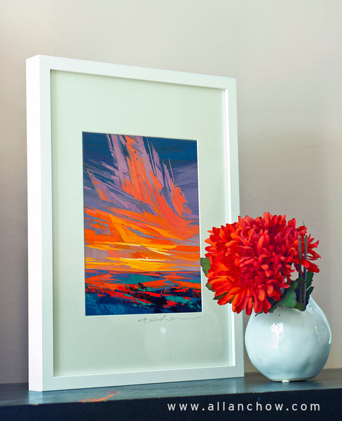 Burning in My Heart - Abstract Landscape - Framed Paper Giclee