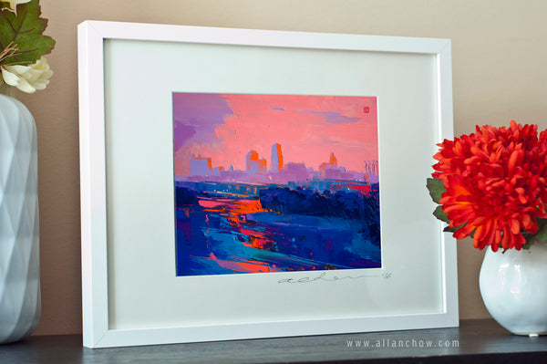 As the Blues Go By - Kansas City Skyline - Framed Paper Giclee