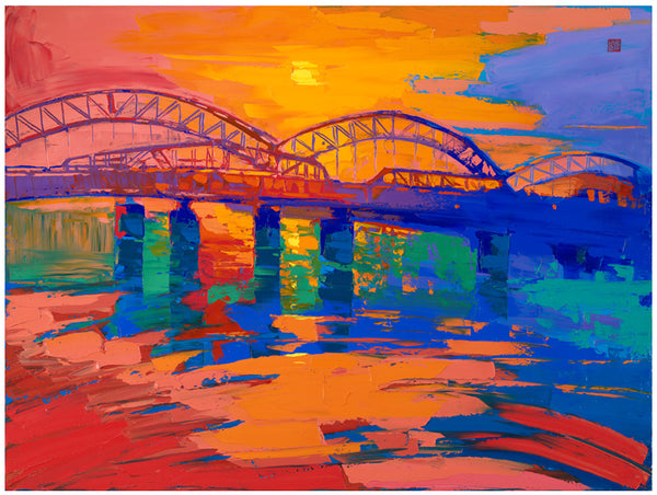 Broadway Bridge at Dusk - Framed Paper Giclee