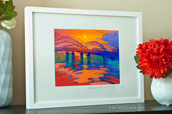 Broadway Bridge at Dusk - Framed Paper Giclee