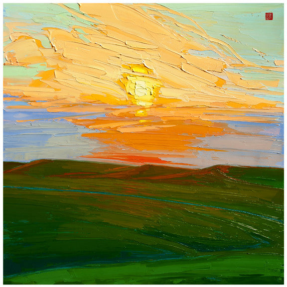 Giclee on canvas - Sundown in the Hills - 24x24in - Modern Landscape