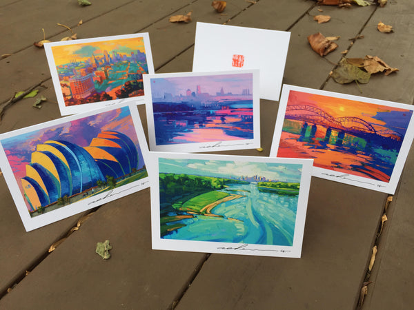 Five Holiday Cards - Landscapes - 4in x 6in - White envelopes included
