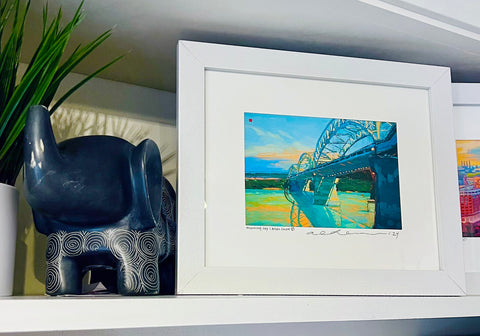 YKZ123出品 art work studio bridge 120 Morning Sky - Broadway Bridge - 5in x 7in framed print – Allan