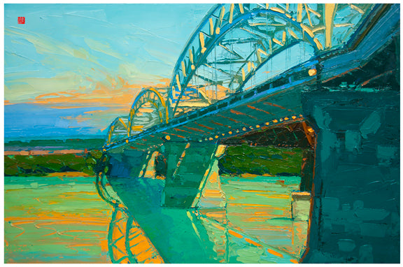 Morning Sky - Broadway Bridge - 5in x 7in framed print