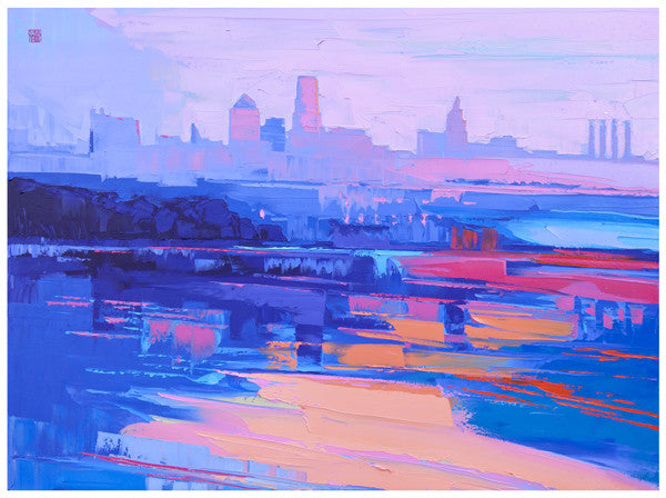 Giclee on canvas - By the River - 24x30in - Modern Landscape
