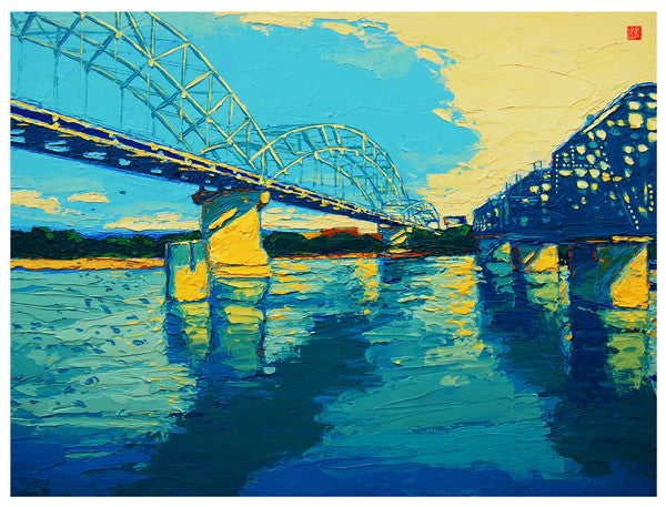 Giclee on canvas - Converging - 30x40in - Broadway Bridge - Kansas City