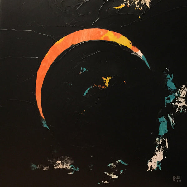 Giclee on canvas - Crescent Sun - Solar Eclipse - 24x24in - Modern Landscape