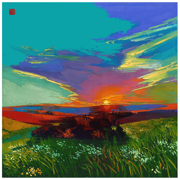 Giclee on canvas - Crimson in My Eyes - 30 x 30in - Modern Landscape