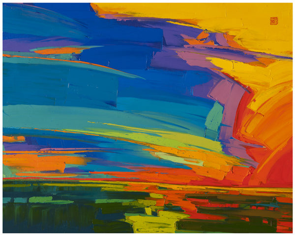 Giclee on paper - Fiery filled Sky - 24x30 - Modern Landscape