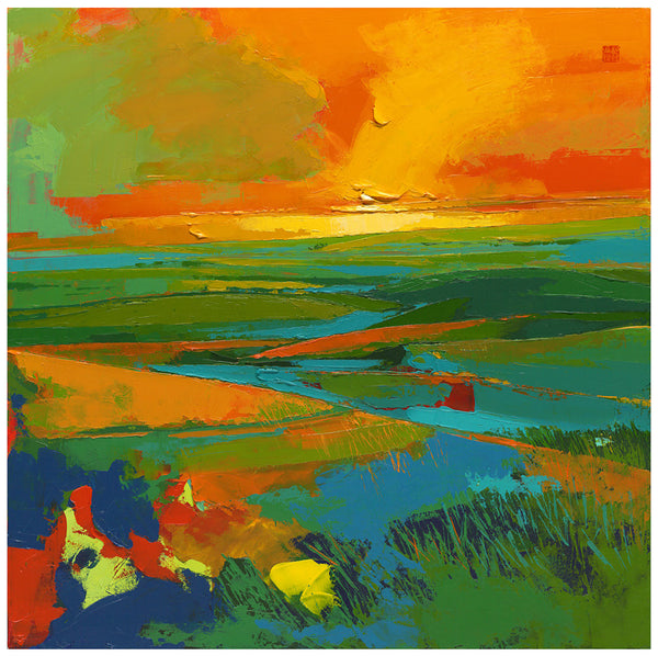 Giclee on canvas - Let the Embers Settle - 30 x 30in - Modern Landscape